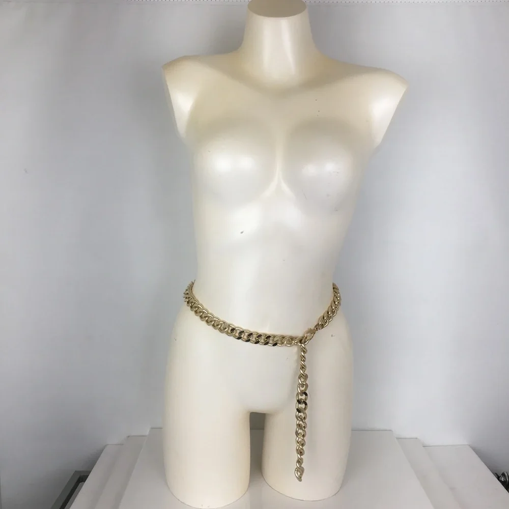 Y2K Chunky Gold Tone Metal Chain Link Belt Mob Wife Women’s Size S/M